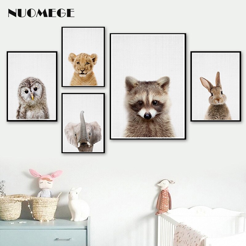 Wall Art Animals Canvas Painting Wall Pictures for Baby Kids Room