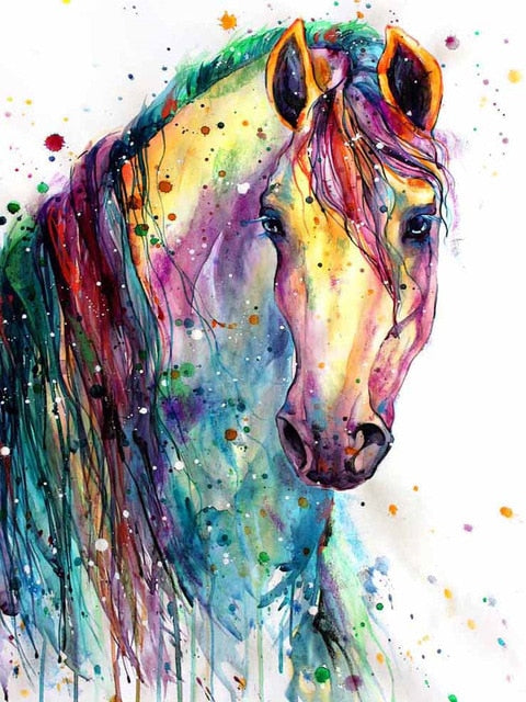 Modern Multicolored Animals Horse Wall Art