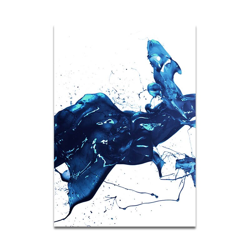 Blue Ink Abstract Wall Art Modern Minimalist Mural Home Decoration Painting - Home Ambition’s