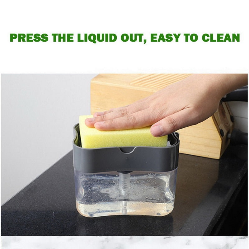 2-in-1 Soap Pump Dispenser With Sponge Holder