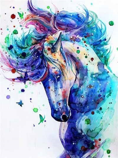 Modern Multicolored Animals Horse Wall Art