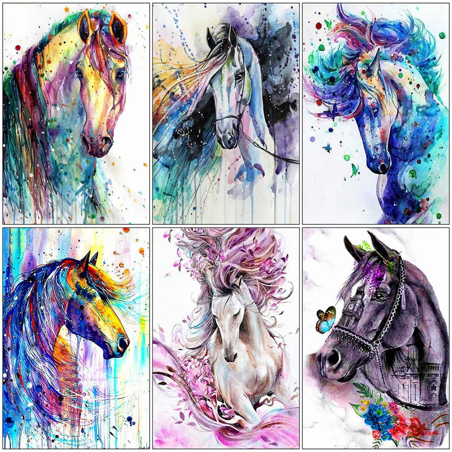 Modern Multicolored Animals Horse Wall Art