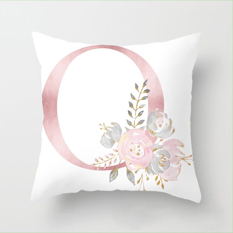 Pillow Letters Pink Floral Decorative Cushions Pillowcase Polyester Cushion