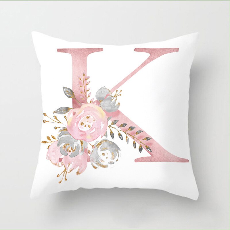 Pillow Letters Pink Floral Decorative Cushions Pillowcase Polyester Cushion