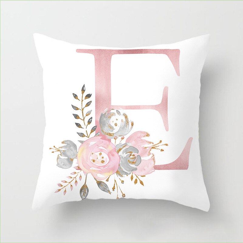 Pillow Letters Pink Floral Decorative Cushions Pillowcase Polyester Cushion