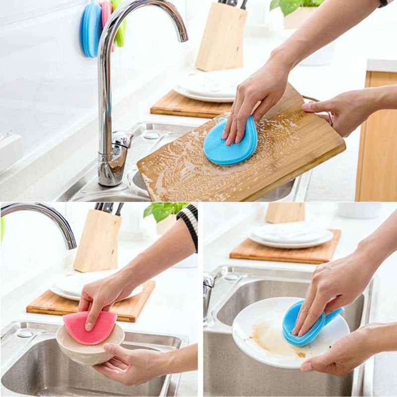 Silicone Cleaning Multi-functional Dishwashing Sponge with Grips - Home Ambition’s