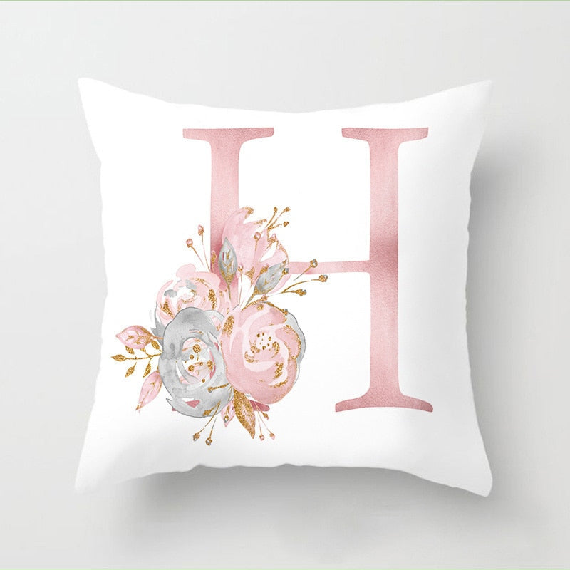 Pillow Letters Pink Floral Decorative Cushions Pillowcase Polyester Cushion