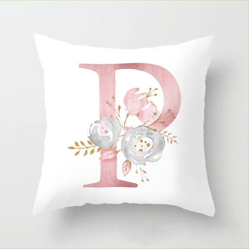 Pillow Letters Pink Floral Decorative Cushions Pillowcase Polyester Cushion