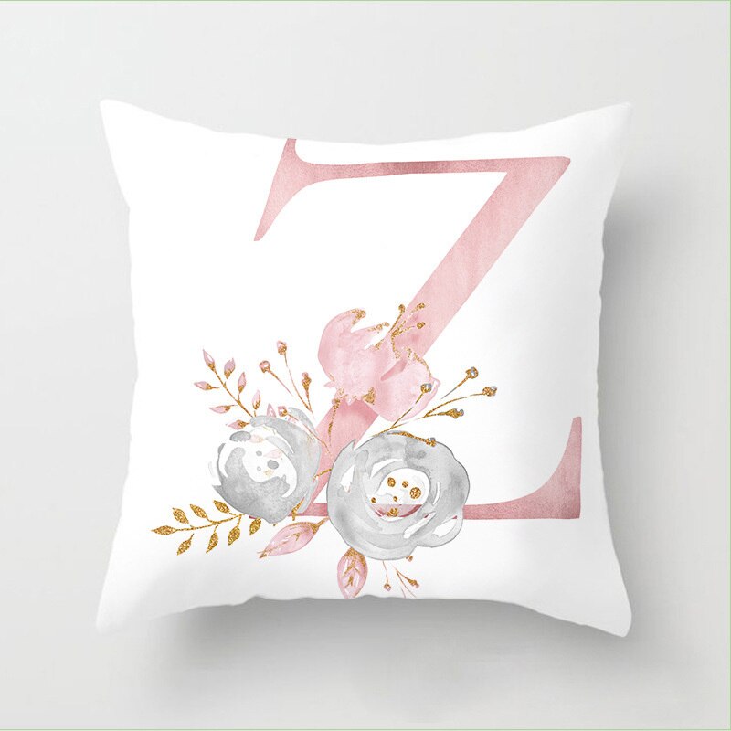 Pillow Letters Pink Floral Decorative Cushions Pillowcase Polyester Cushion