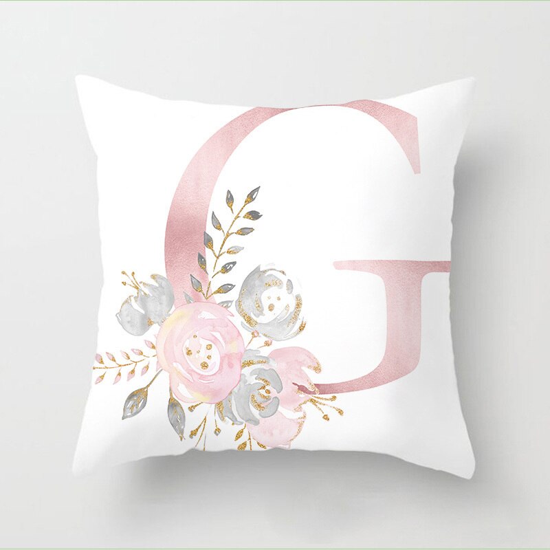 Pillow Letters Pink Floral Decorative Cushions Pillowcase Polyester Cushion