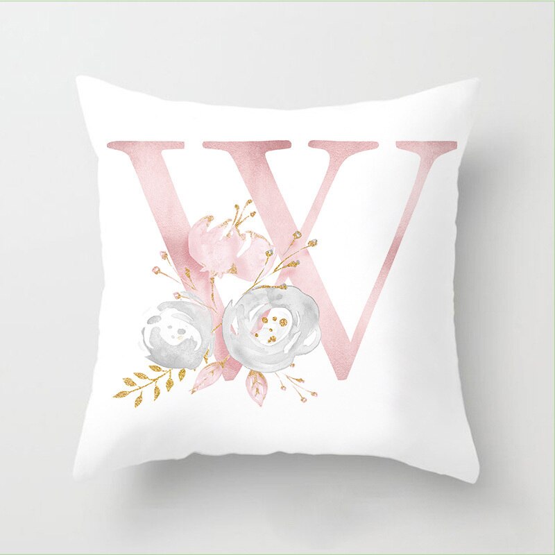 Pillow Letters Pink Floral Decorative Cushions Pillowcase Polyester Cushion