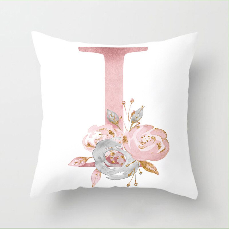 Pillow Letters Pink Floral Decorative Cushions Pillowcase Polyester Cushion