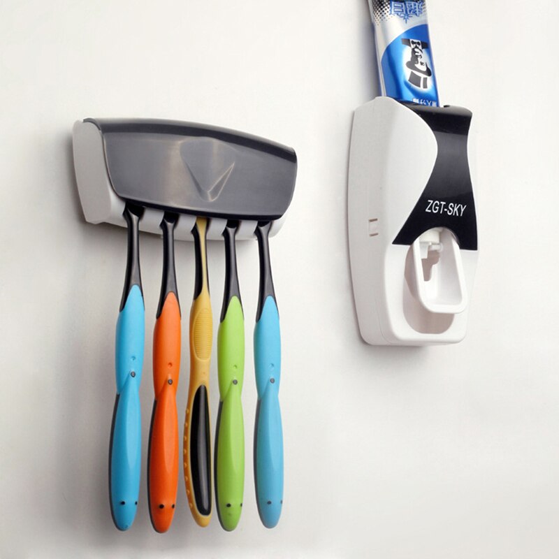 Automatic Toothpaste Dispenser With Toothbrush Holder And Wall Mount - Home Ambition’s