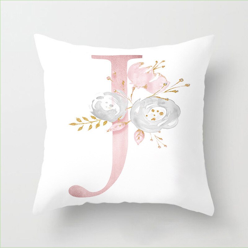 Pillow Letters Pink Floral Decorative Cushions Pillowcase Polyester Cushion