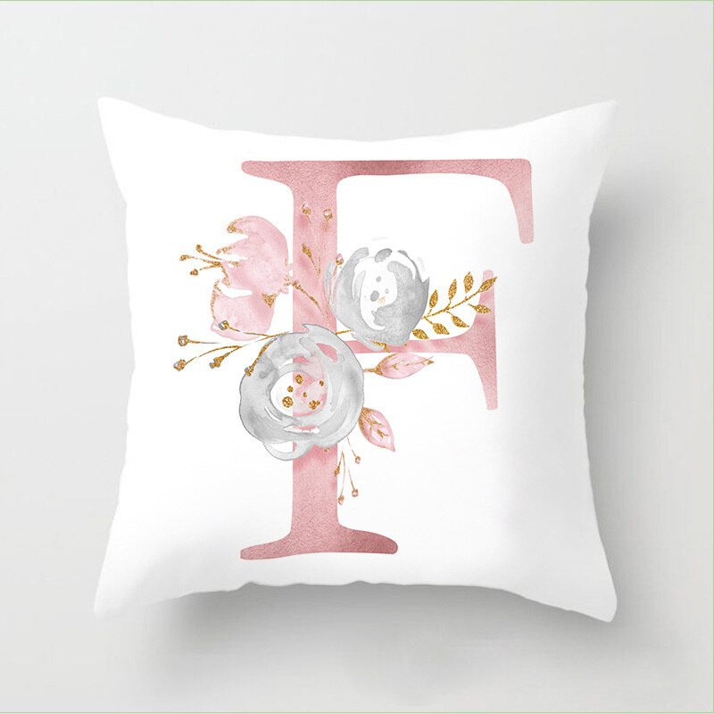 Pillow Letters Pink Floral Decorative Cushions Pillowcase Polyester Cushion