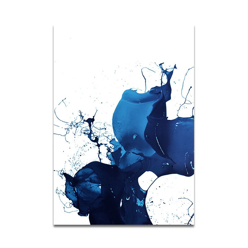 Blue Ink Abstract Wall Art Modern Minimalist Mural Home Decoration Painting - Home Ambition’s