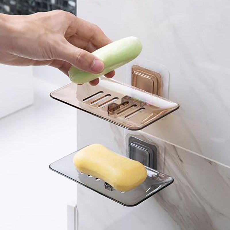 Wall-mounted Soap Holder Dishes Sponge Drain Bathroom