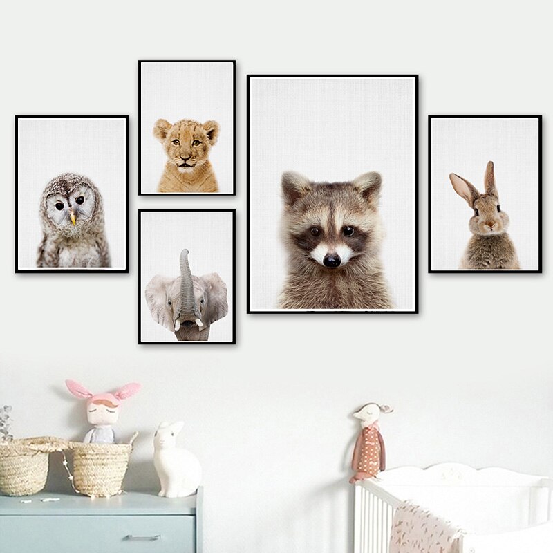 Wall Art Animals Canvas Painting Wall Pictures for Baby Kids Room