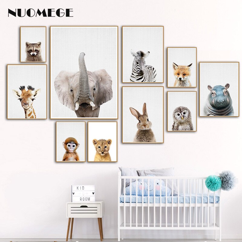 Wall Art Animals Canvas Painting Wall Pictures for Baby Kids Room