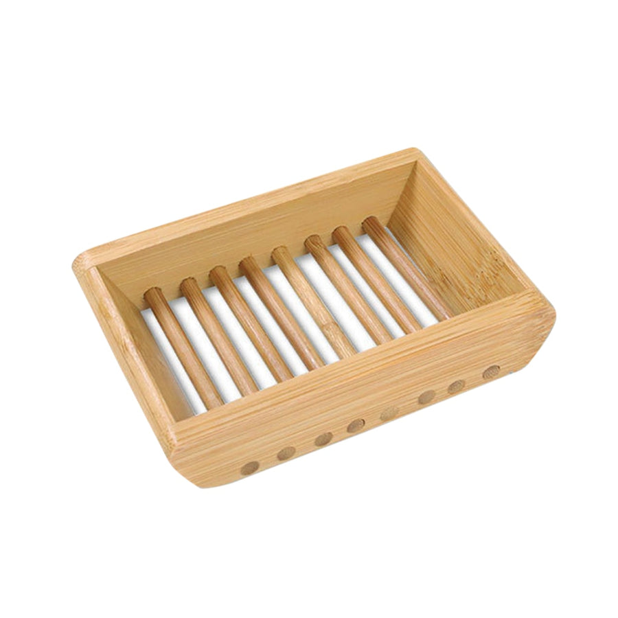 Wooden Natural Bamboo Soap Dishes Tray Holder Storage