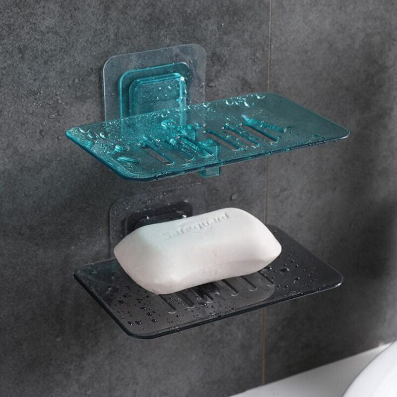 Wall-mounted Soap Holder Dishes Sponge Drain Bathroom