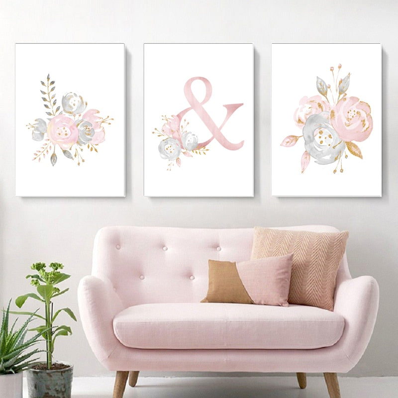 Prints Pink Flower Wall Art Canvas