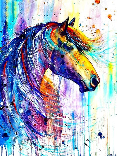 Modern Multicolored Animals Horse Wall Art