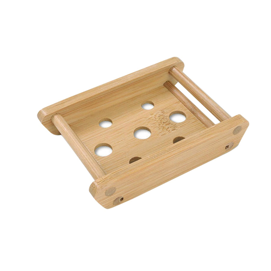 Wooden Natural Bamboo Soap Dishes Tray Holder Storage